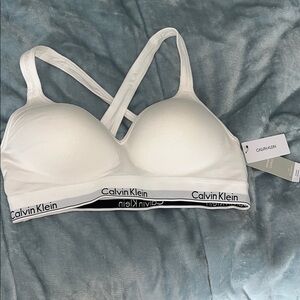 Calvin Klein White Cross-Back Bralette